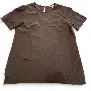 Nieves‎ Lavi- black, 100% silk shirt.  Shell button